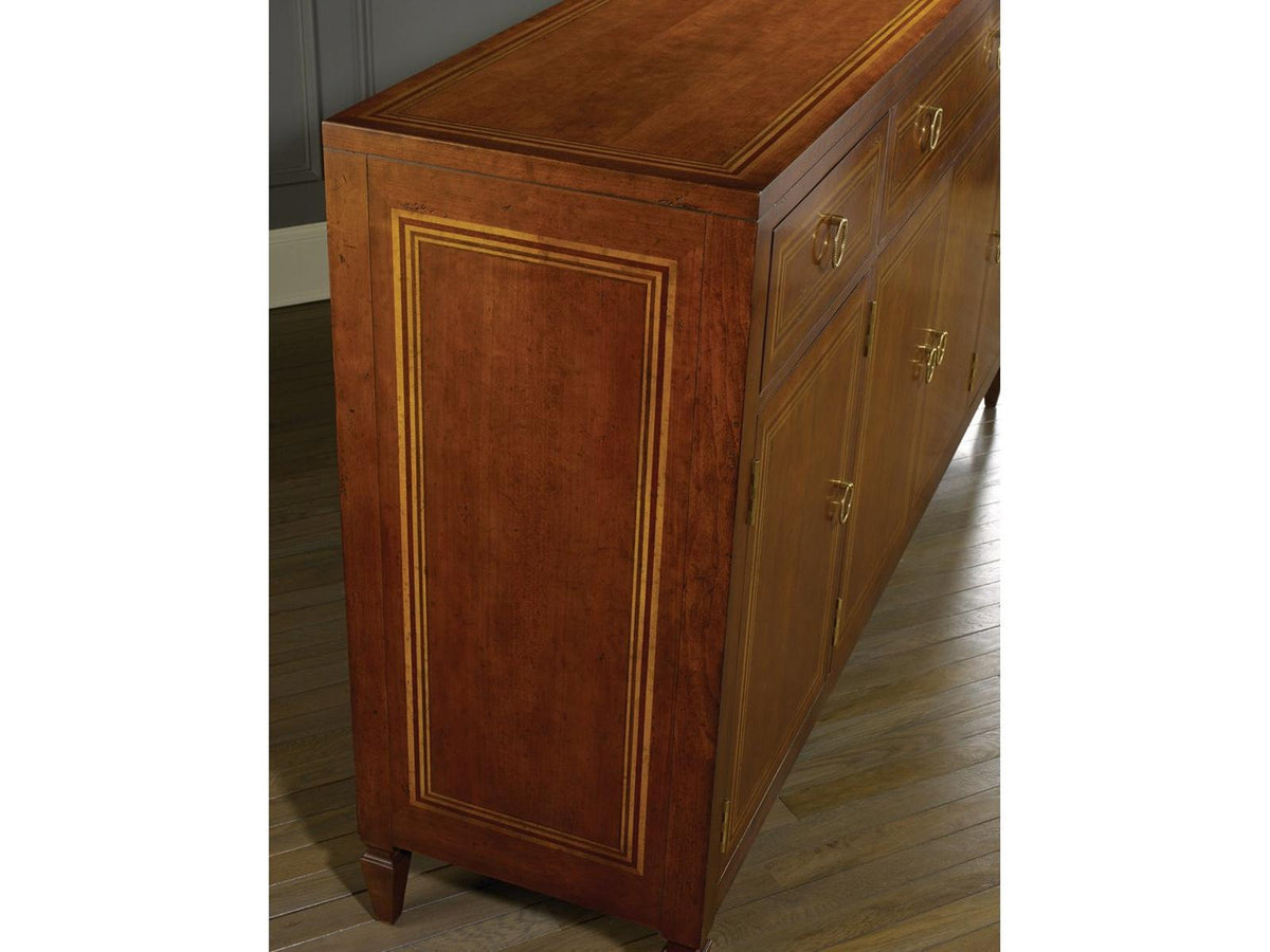 Milan 76-Inch Fruitwood Sideboard with Solid Brass Hardware