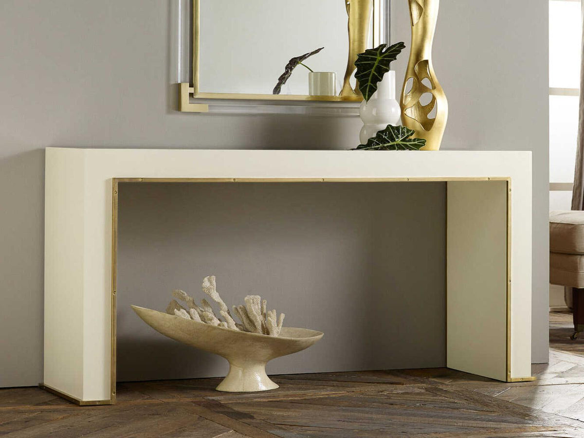 Minimal Rectangular Wood White Painted Console Table