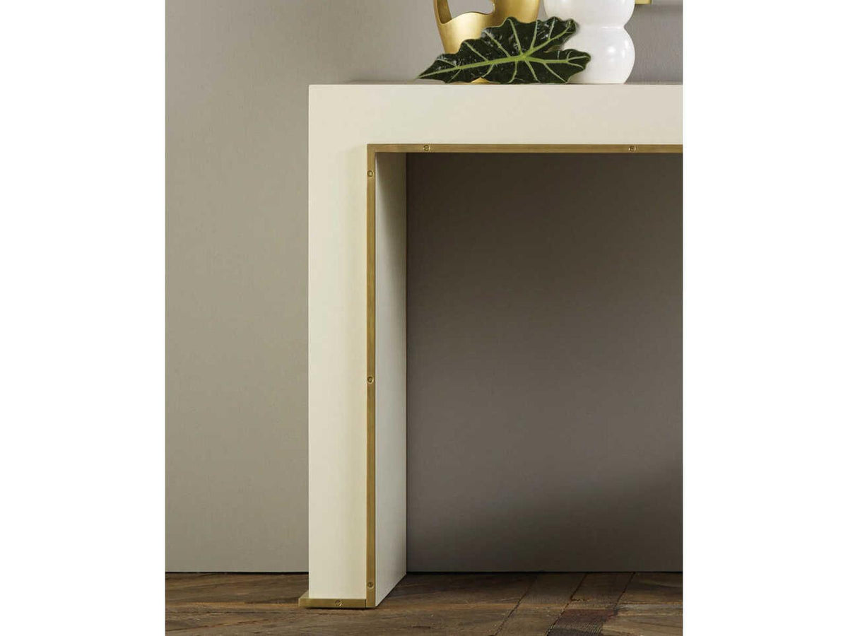 Minimal Rectangular Wood White Painted Console Table