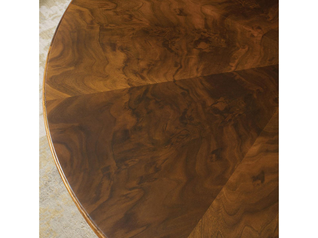 Marchand Round Wood End Table with Brass Detailing