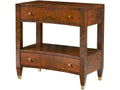 Concave 2-Drawer Nightstand in Walnut Burl with Polished Brass Knobs