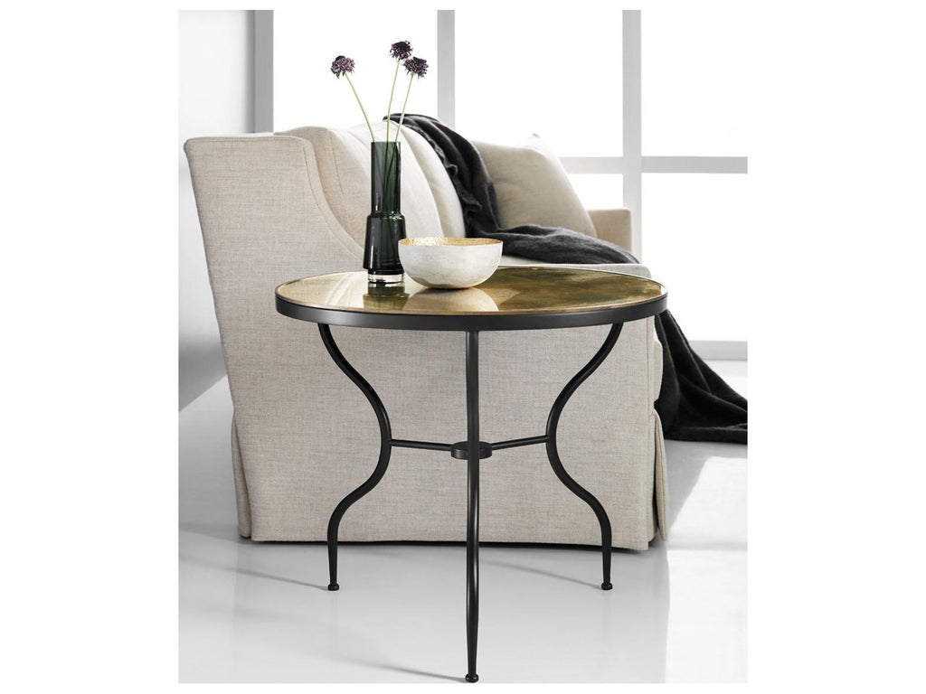 Round Glass End Table with Gold Leaf Eglimose Top