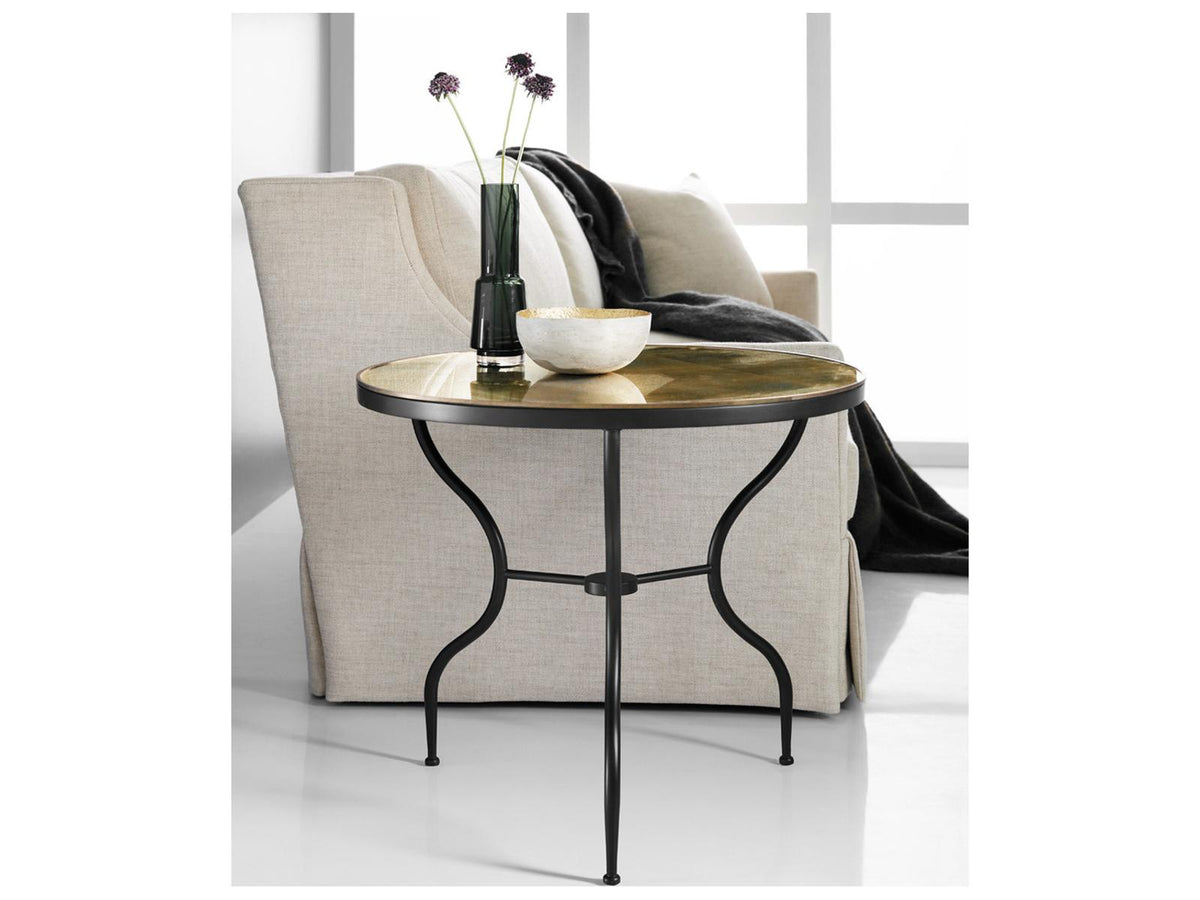 Round Glass End Table with Gold Leaf Eglimose Top