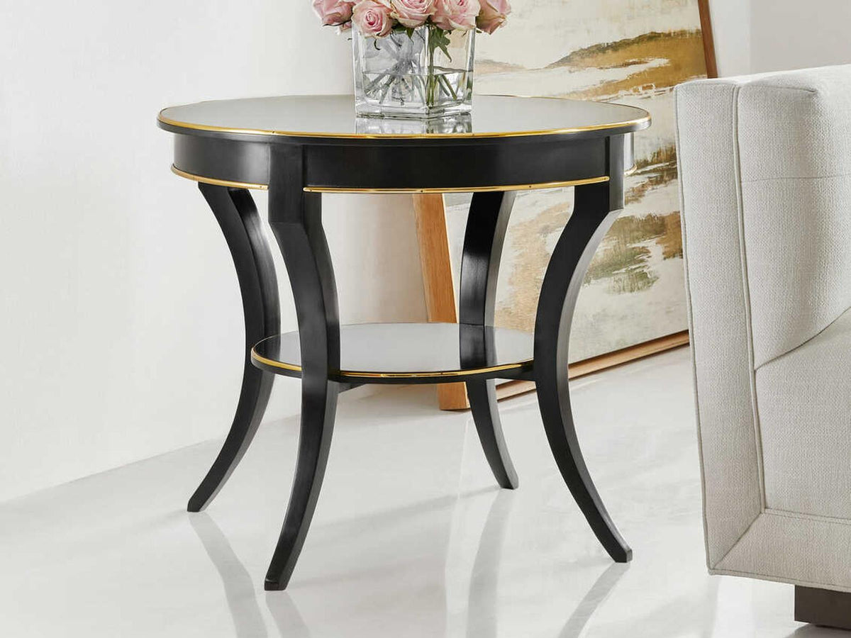 Covington Round Wood End Table with Ebony Painted Finish