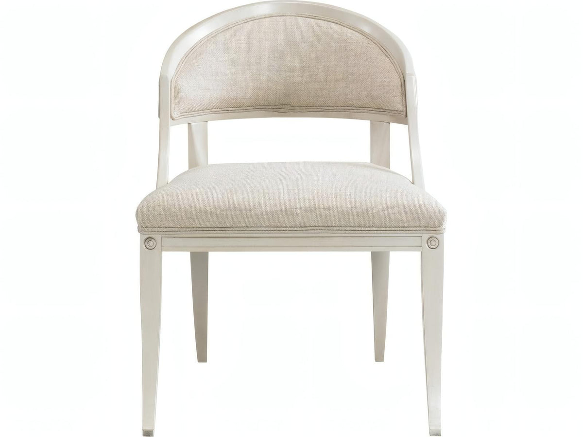 Inese Upholstered Armless Dining Side Chair in White Hardwood