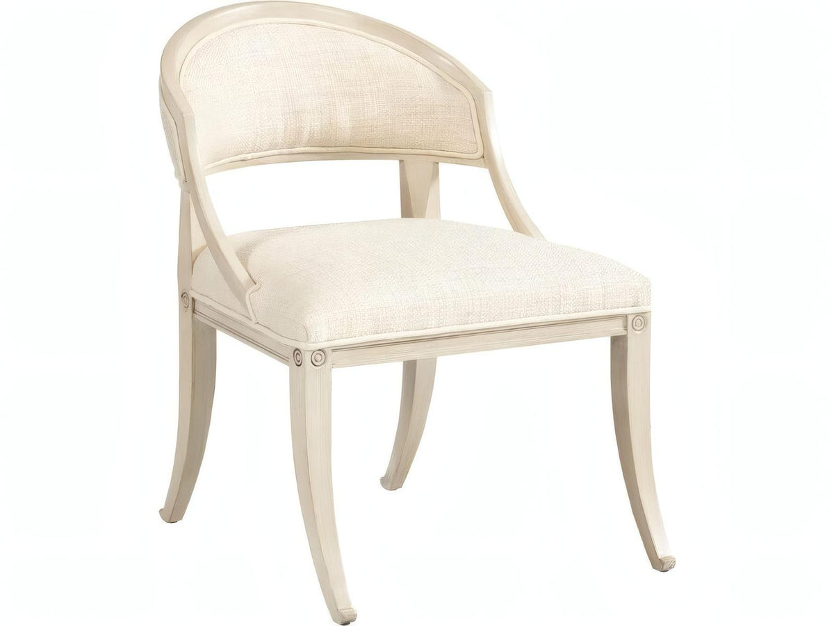 Inese Upholstered Armless Dining Side Chair in White Hardwood