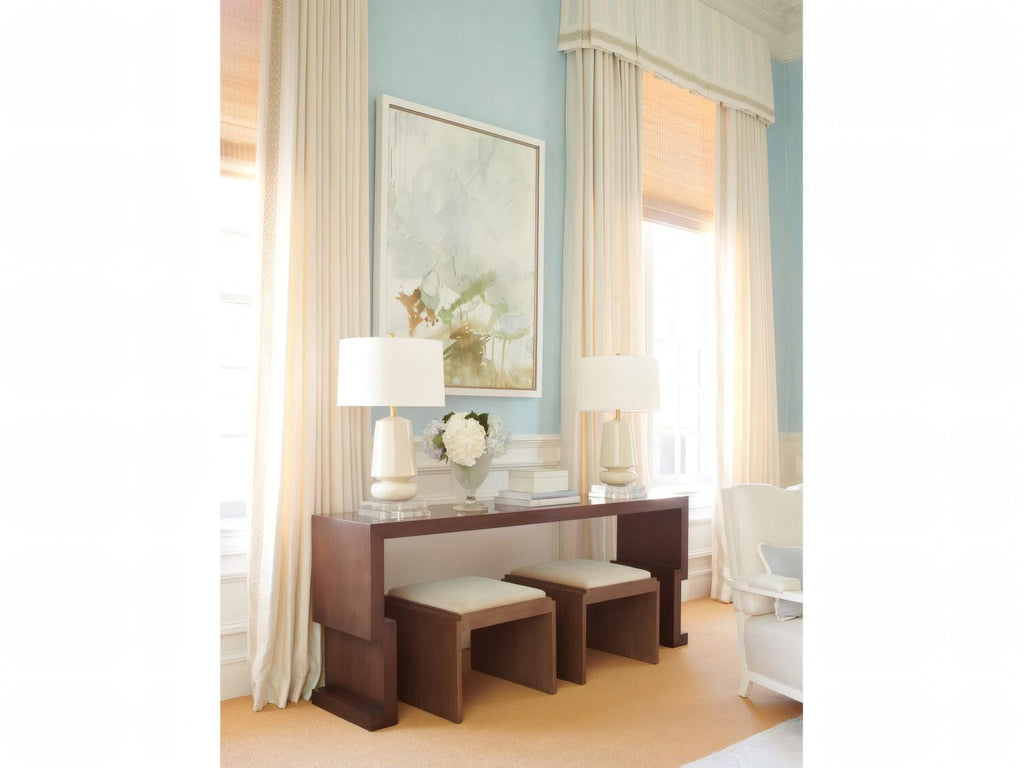 Kang Rectangular Wood Console Table in Maple and Walnut Veneers