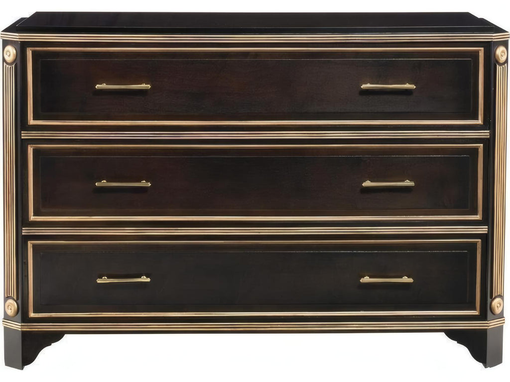 Directoire 3-Drawer Wood Dresser with Brass Hardware