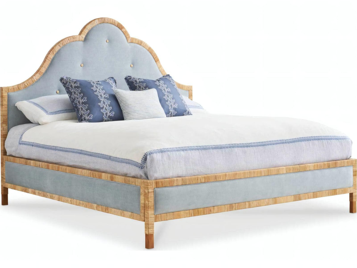 Sloane Upholstered King Panel Bed in Brown Hardwood