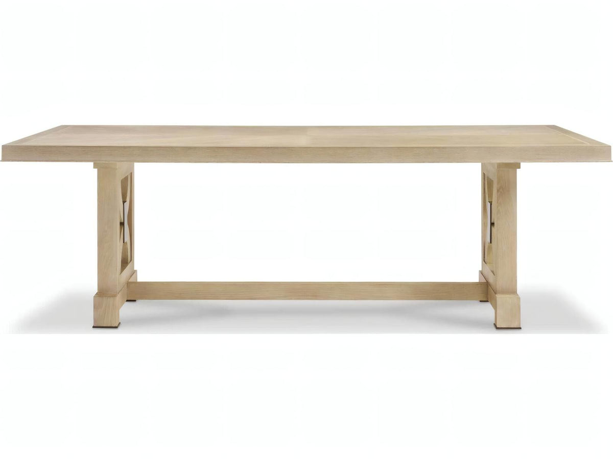 Benjamin 92-Inch Rectangular Wood Dining Table Oak with Antiqued Brass Accents