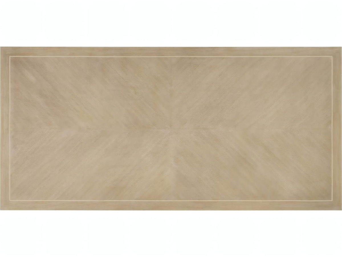Benjamin 92-Inch Rectangular Wood Dining Table Oak with Antiqued Brass Accents