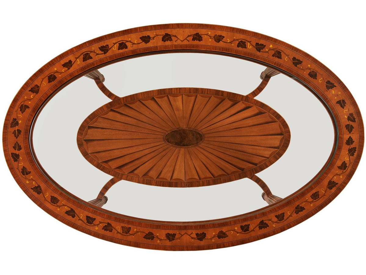 Marquetry Oval Coffee Table in Aged Regency Finish