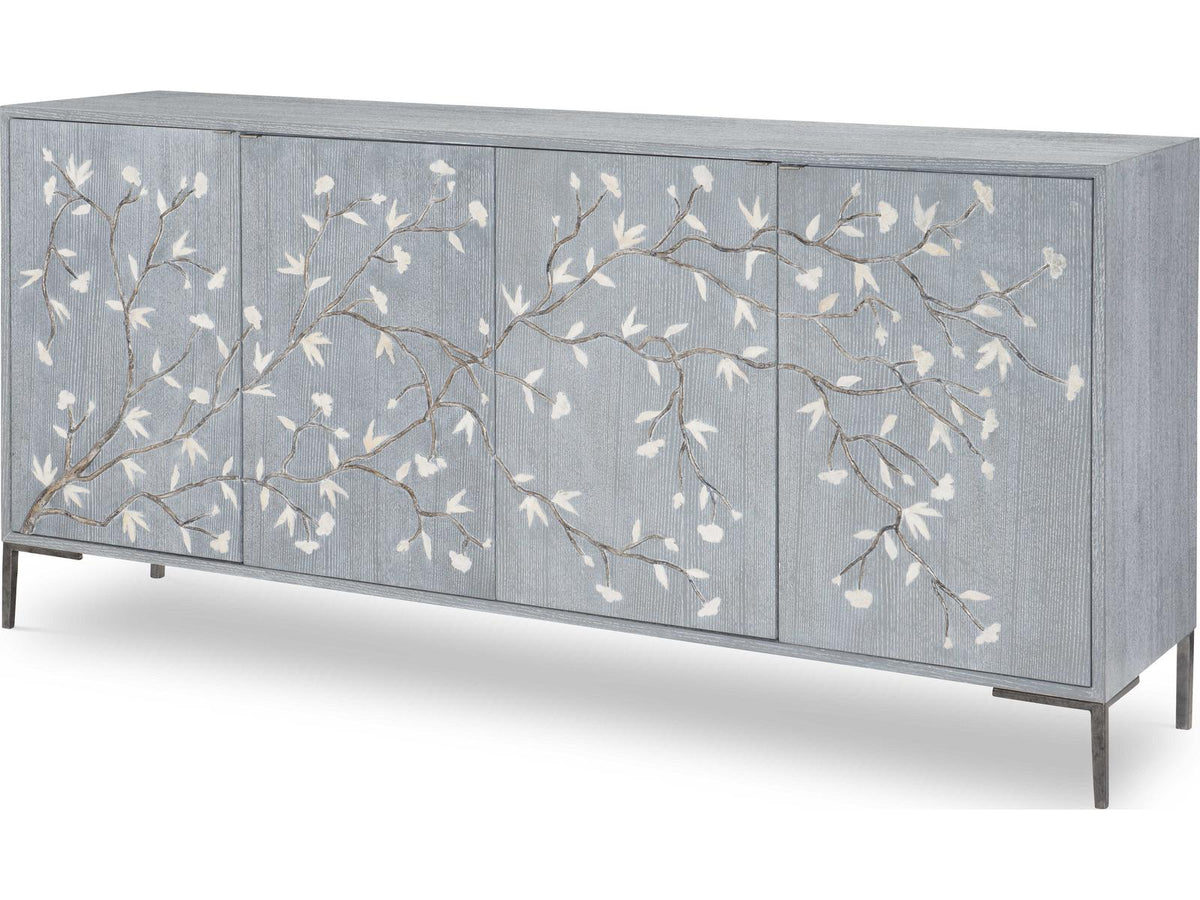Blossom 78-Inch Gray Lacquered Walnut Chiffonier Sideboard