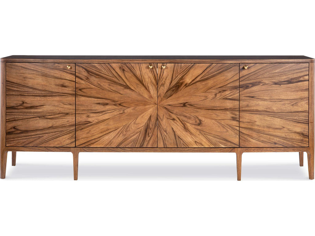 Paladin 90-Inch Rectangle Sideboard in Paldao Wood with Brass Knobs