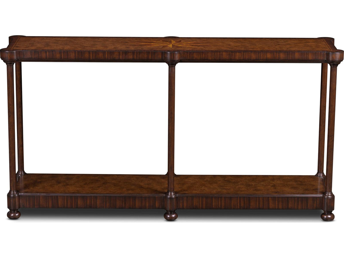 Cameron Rectangular Wood Console Table with Inlaid Starburst Top