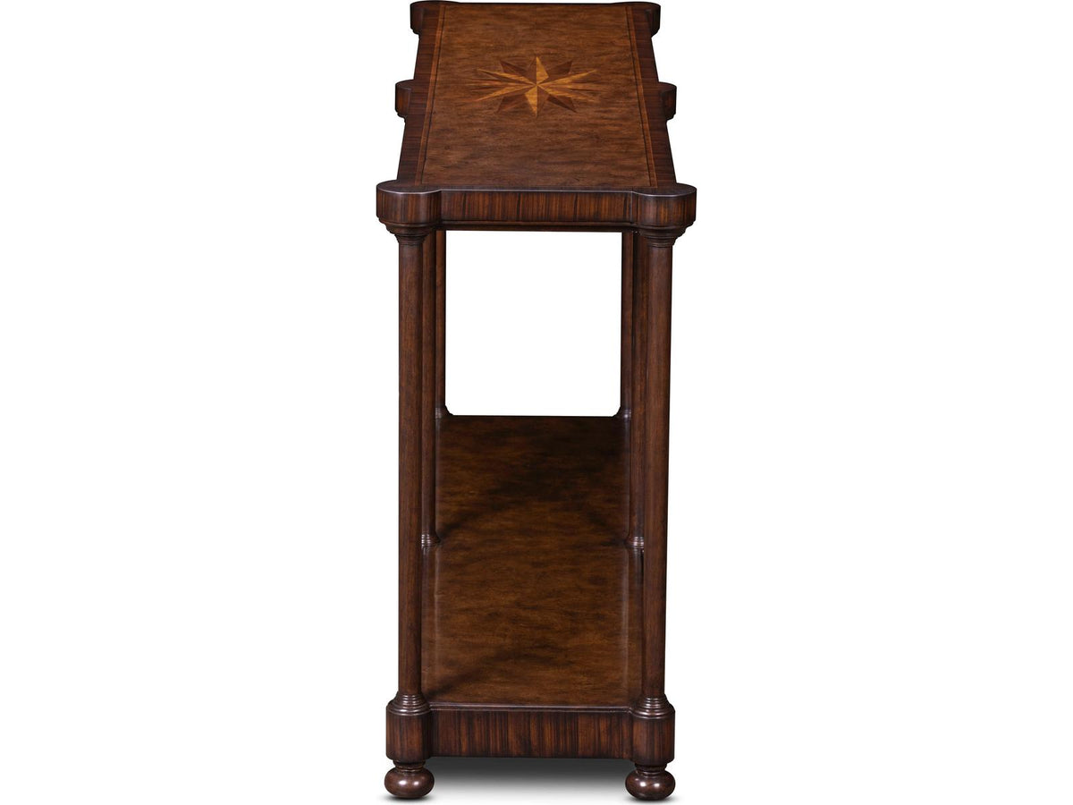 Cameron Rectangular Wood Console Table with Inlaid Starburst Top