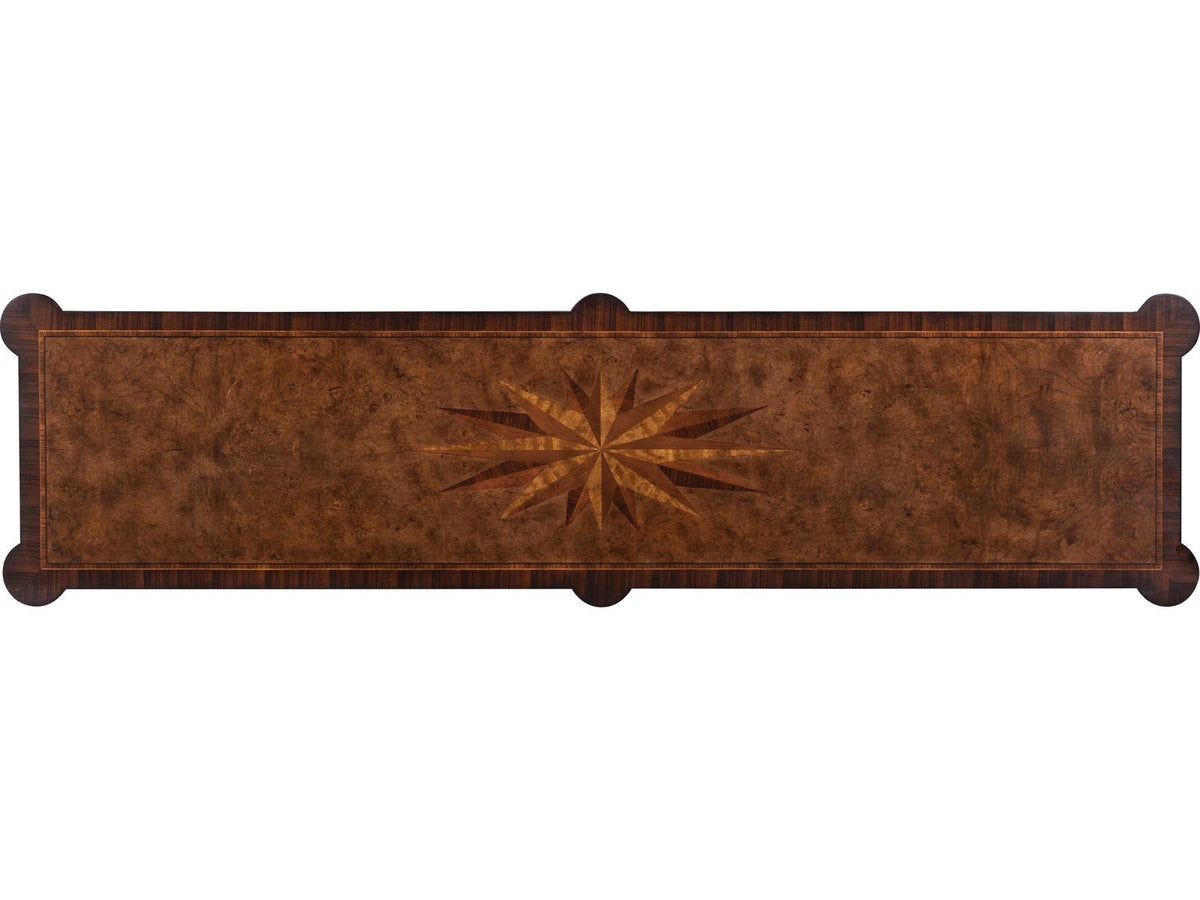 Cameron Rectangular Wood Console Table with Inlaid Starburst Top