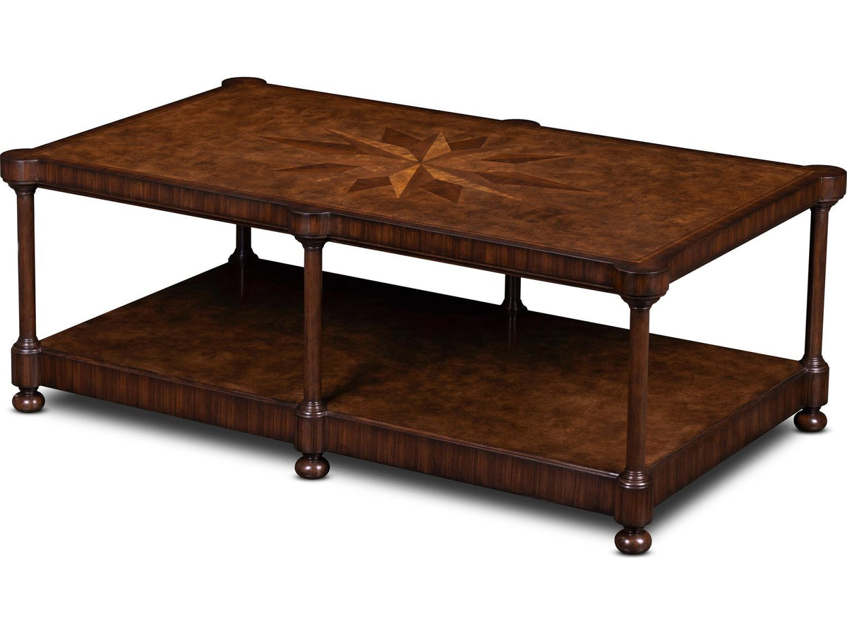 Cameron Rectangular Wood Coffee Table with Starburst Inlay