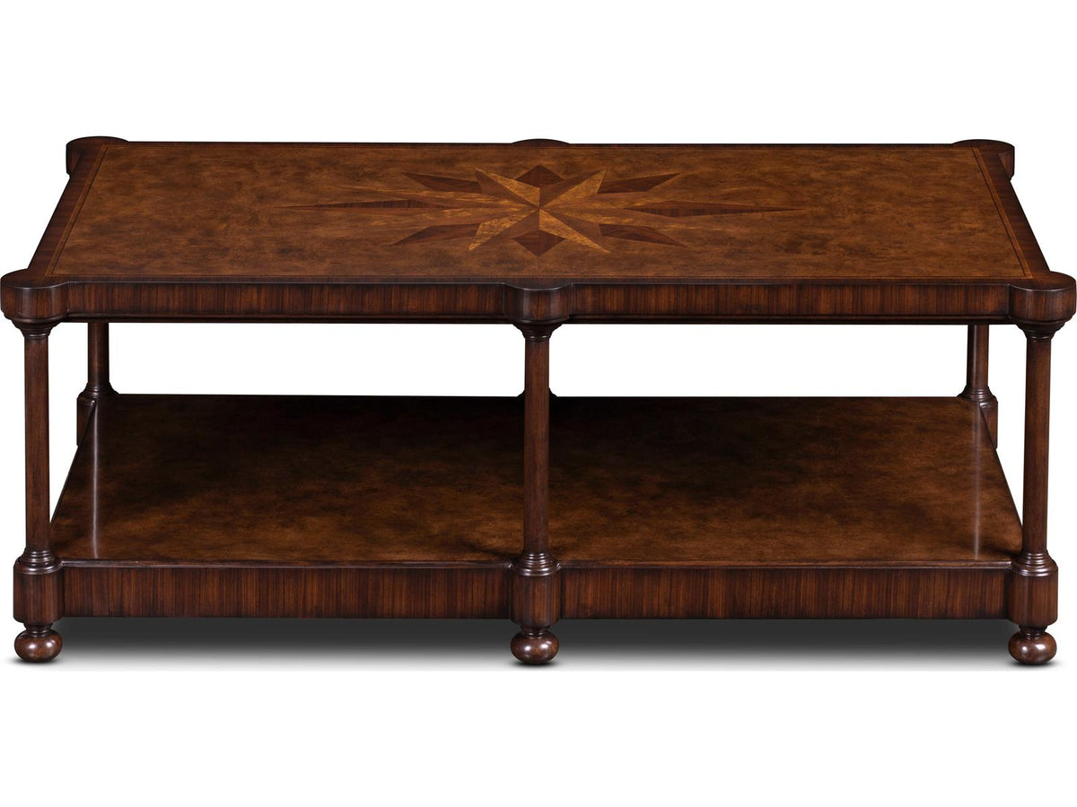 Cameron Rectangular Wood Coffee Table with Starburst Inlay