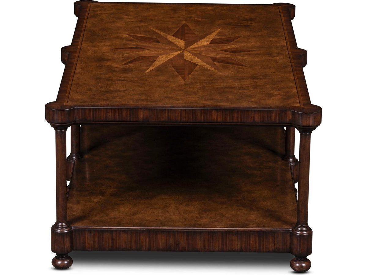 Cameron Rectangular Wood Coffee Table with Starburst Inlay