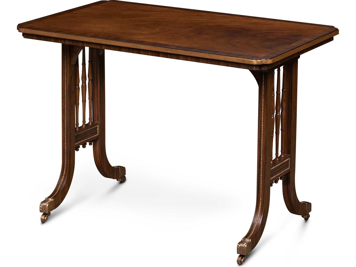 Marlon Rectangular Wood End Table with Ornate Legs