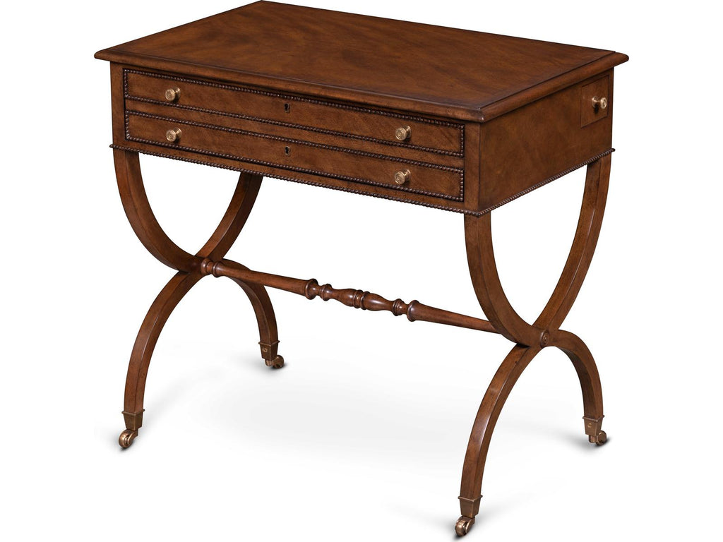 Mg Rectangular Wood End Table with Brass Casters