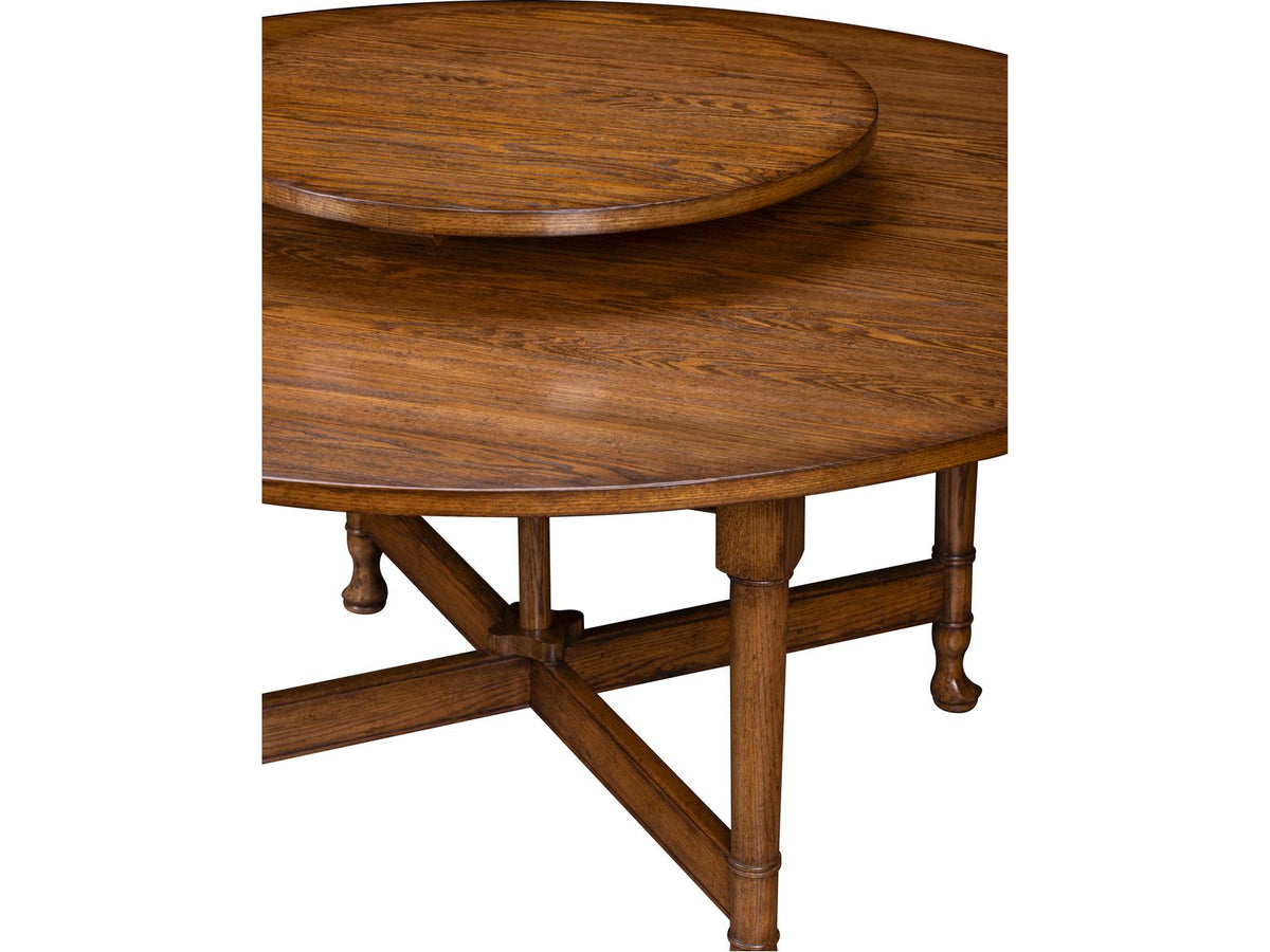 Maitland-Smith Rosemary 64-Inch Round Wood Dining Table with Lazy Susan