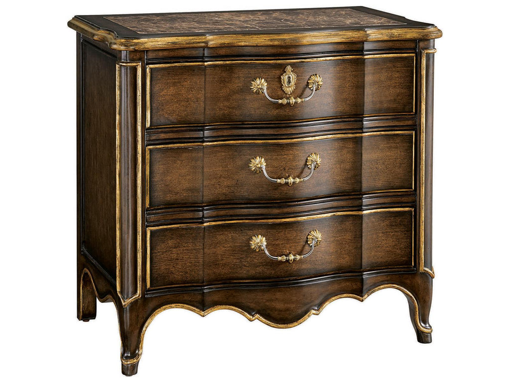 Aria 3-Drawer Nightstand in Mahogany with Polished Madeira Marble Top