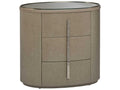 Ensemble Oval Nightstand with 3 Drawers in Mahogany and Beige Linen