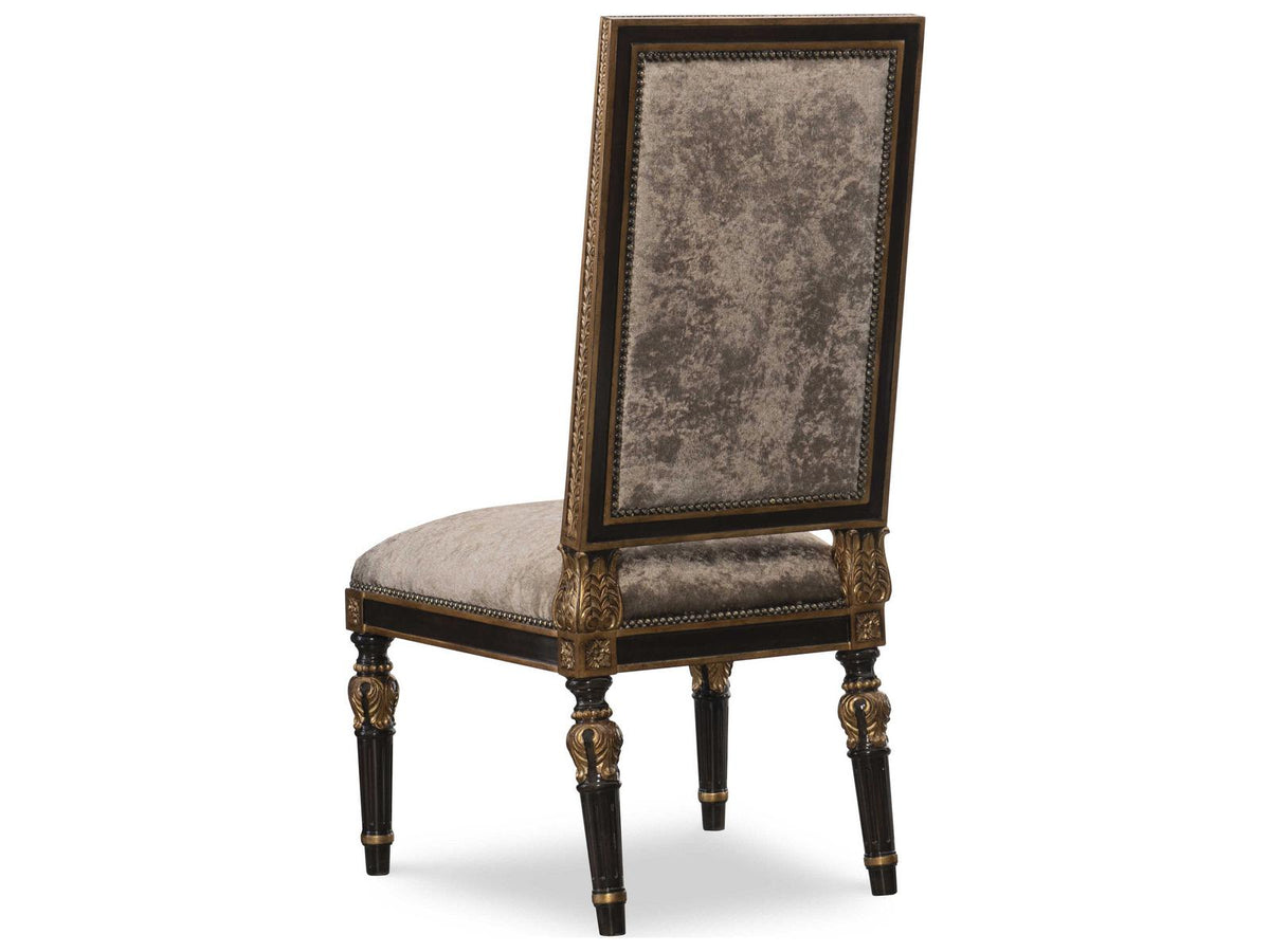 Grand Traditions Upholstered Mahogany Wood Dining Side Chair with Venetian Gold Trim