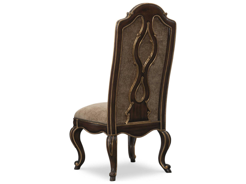 Majorca Rubberwood Upholstered Side Dining Chair with King Louis Back