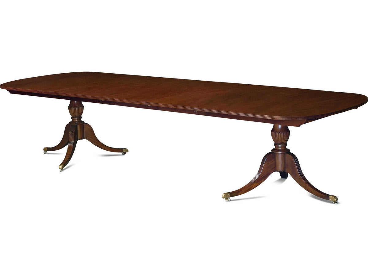 Lukas Rectangular Mahogany Extendable Dining Table with Brass Casters