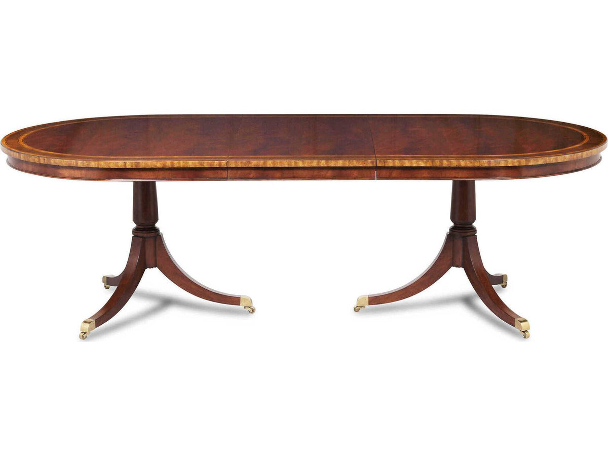 Cardiff Oval 120-Inch Extendable Dining Table in Mahogany and Walnut