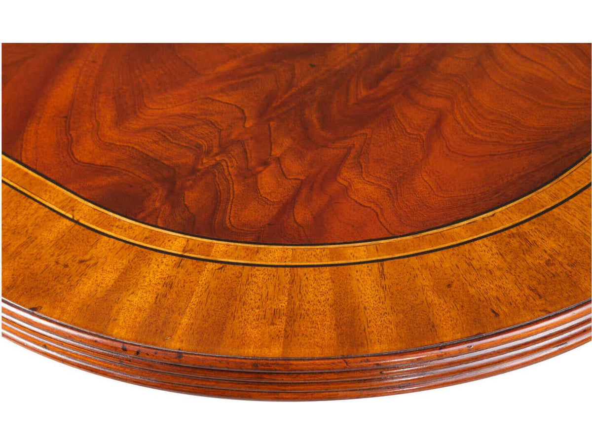 Reeded Rectangular Mahogany Dining Table with Brass Casters