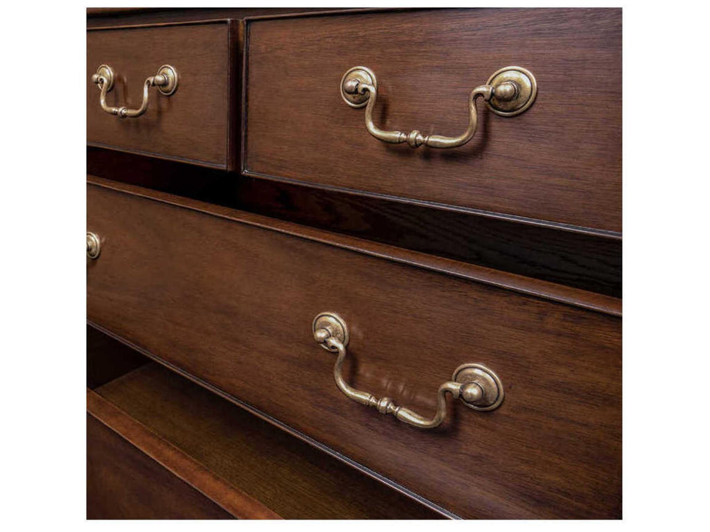 Einfalt 9-Drawer Double Dresser in Brown Mahogany with Brass Handles