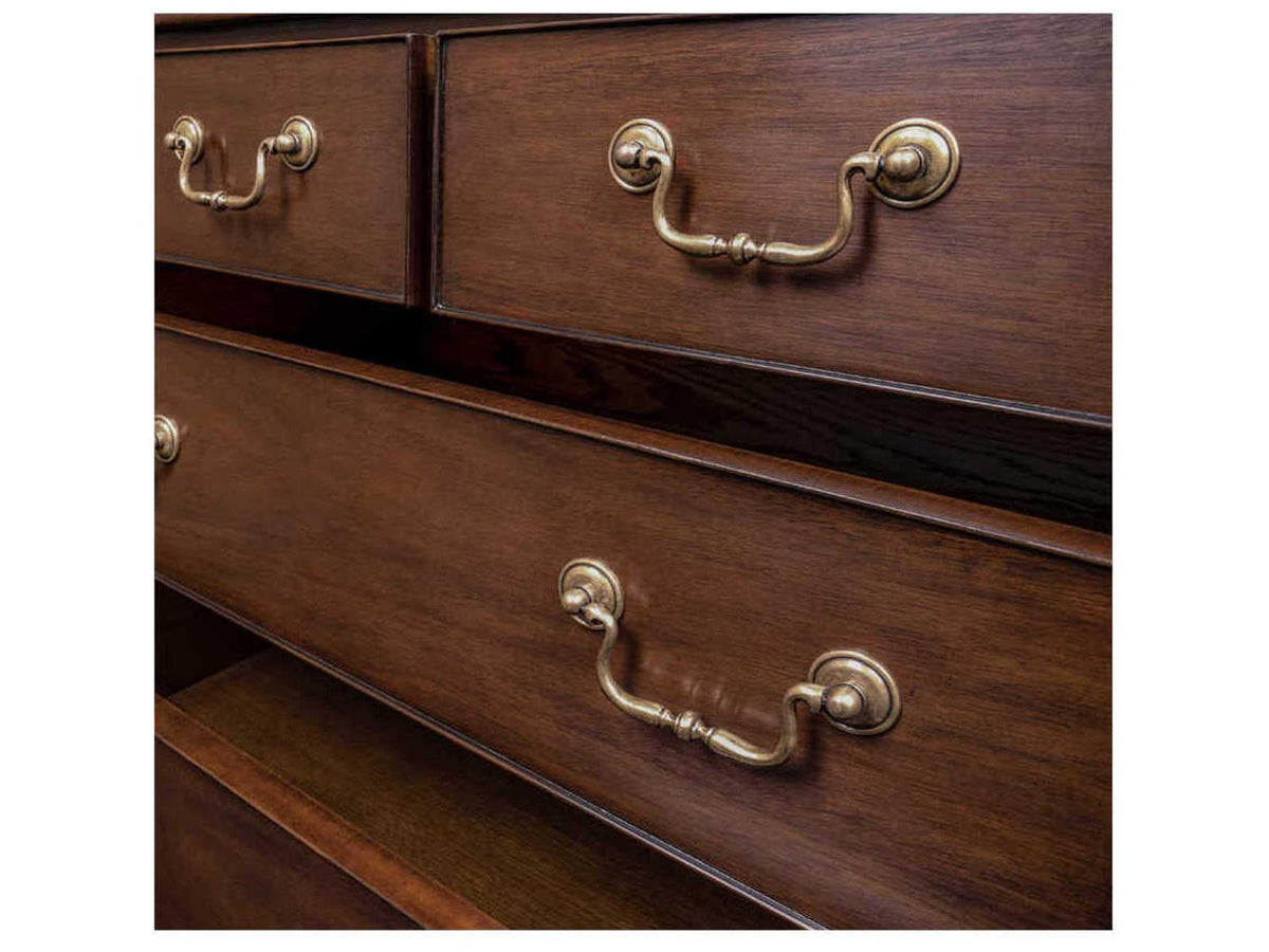 Einfalt 9-Drawer Double Dresser in Brown Mahogany with Brass Handles