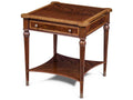 Carter Square End Table in Crotch Mahogany and Brass Accents
