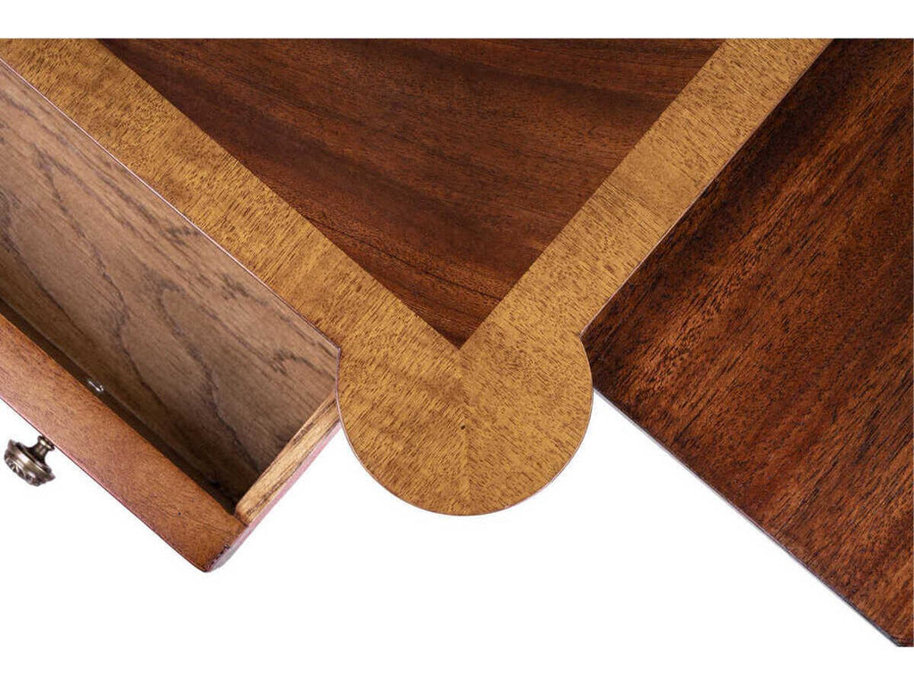 Carter Square End Table in Crotch Mahogany and Brass Accents