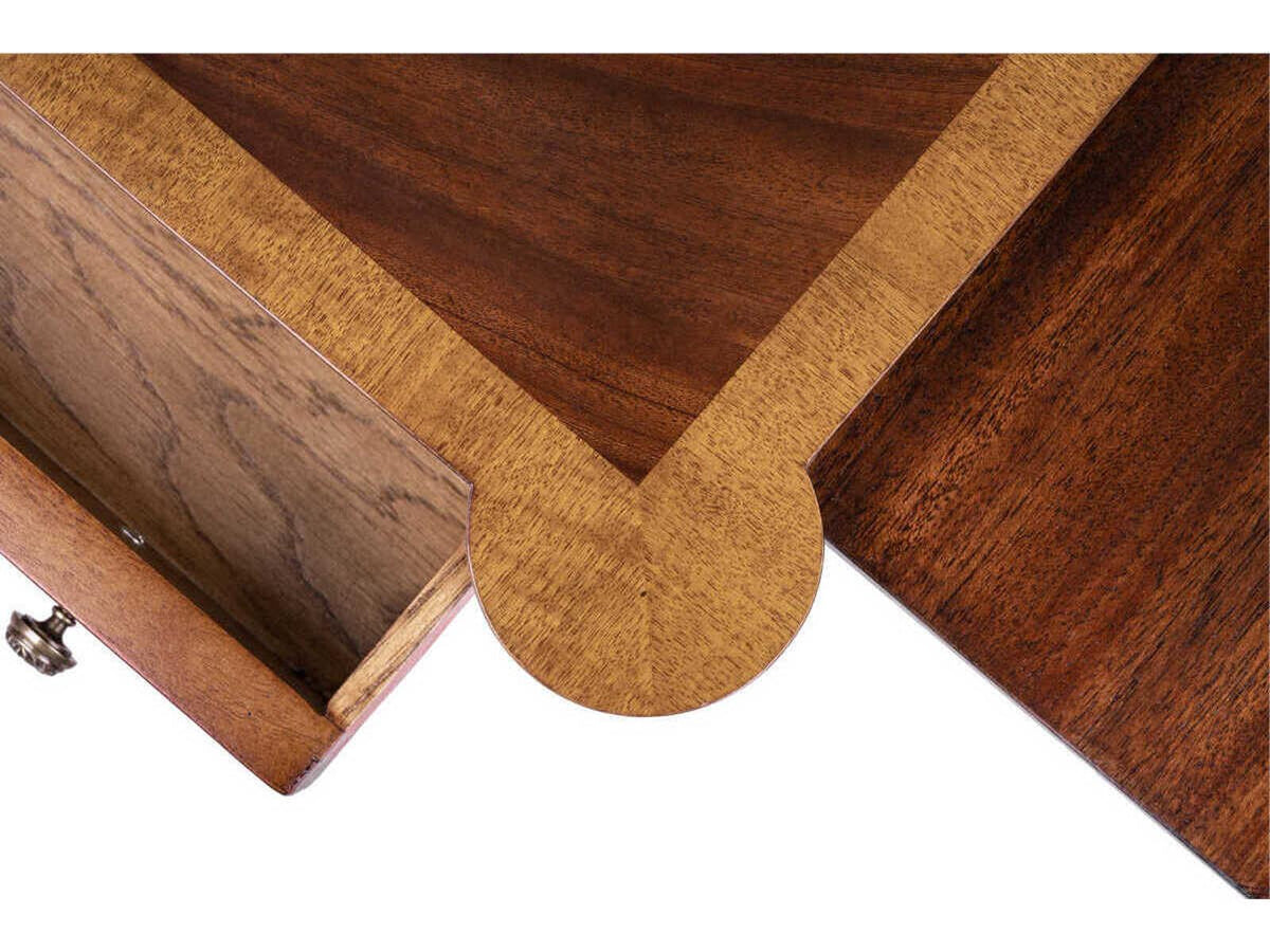 Carter Square End Table in Crotch Mahogany and Brass Accents
