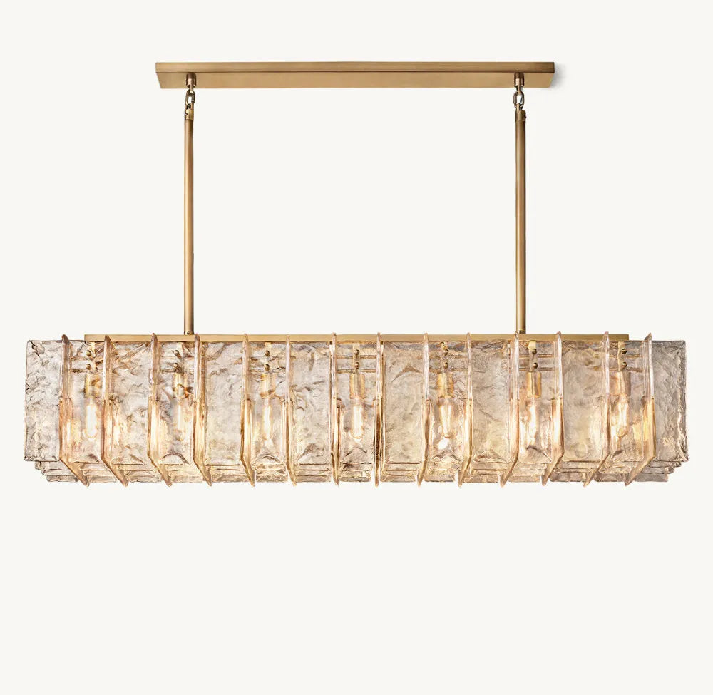 Lattice Smoke Glass Rectangular Chandelier