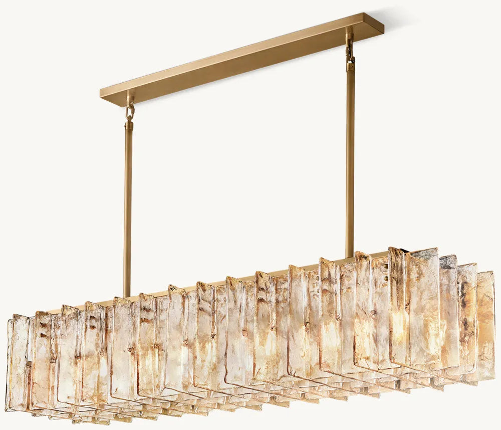 Lattice Smoke Glass Rectangular Chandelier