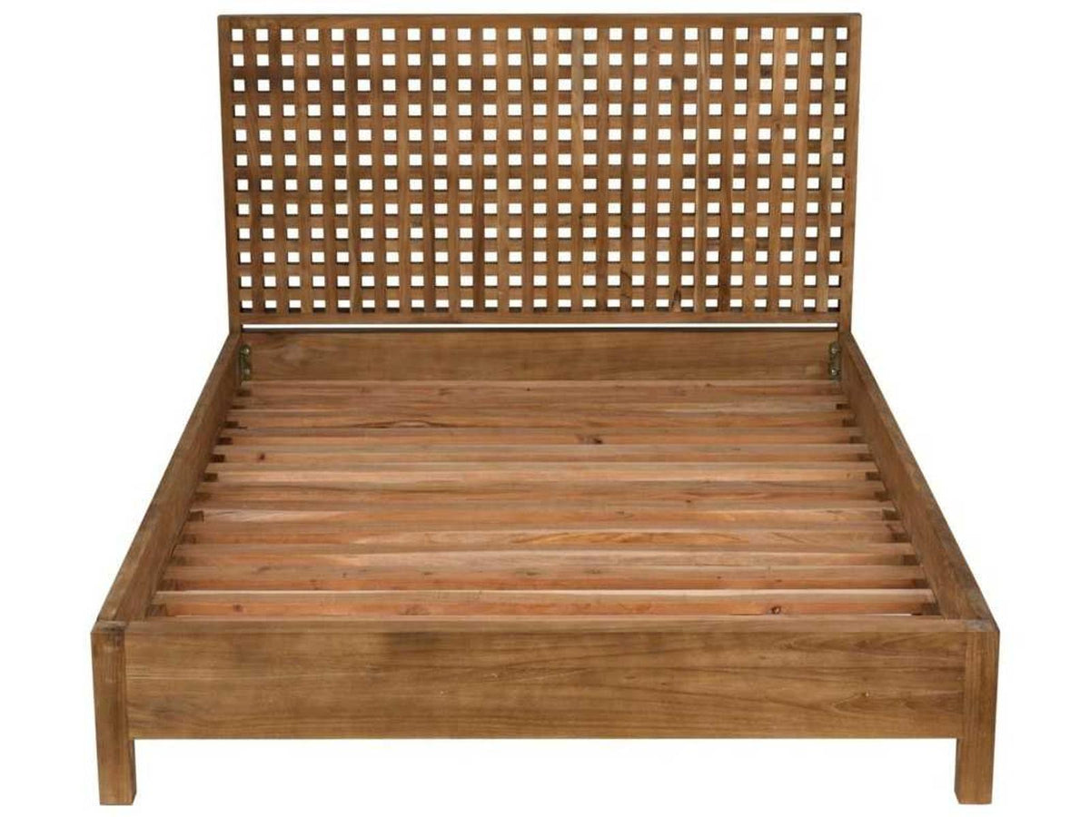 Quinnton Natural Teak Wood Queen Platform Bed