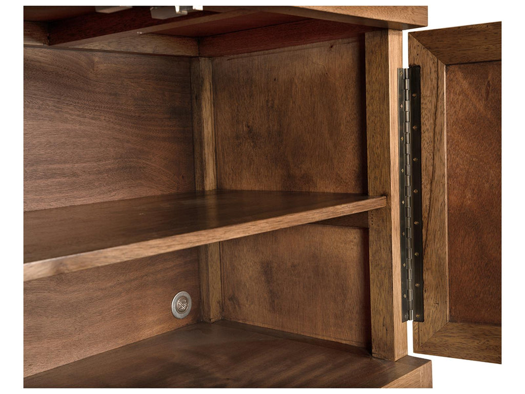 Quadrant 4-Door Sideboard Dark Walnut Wood with Geometric Face