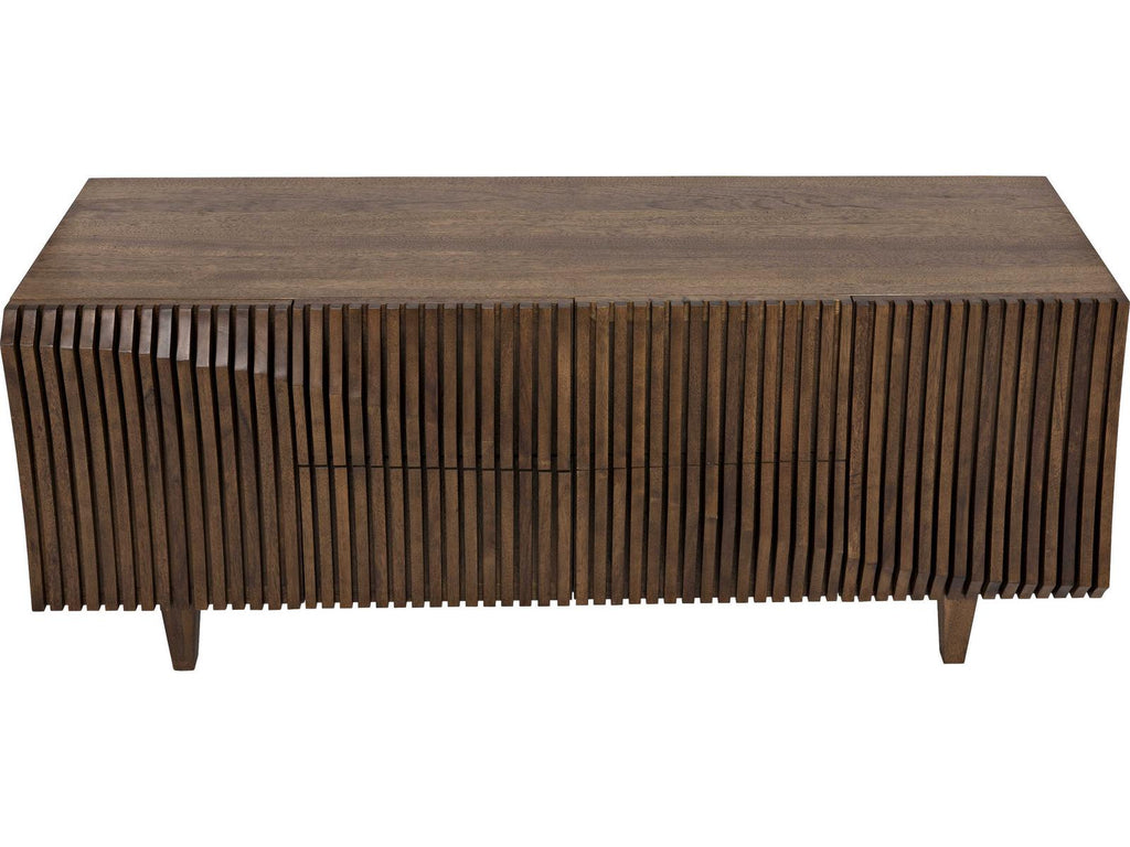 Jin Ho Dark Walnut Wood Sideboard with Hand-Carved Detail