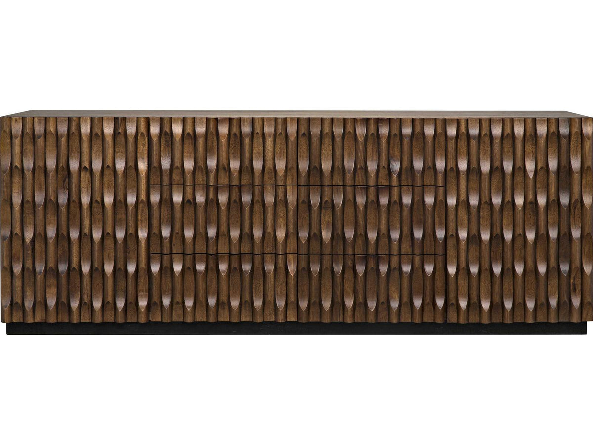 Alameda Large 4-Door Sideboard in Dark Walnut with Hand-Carved Detail