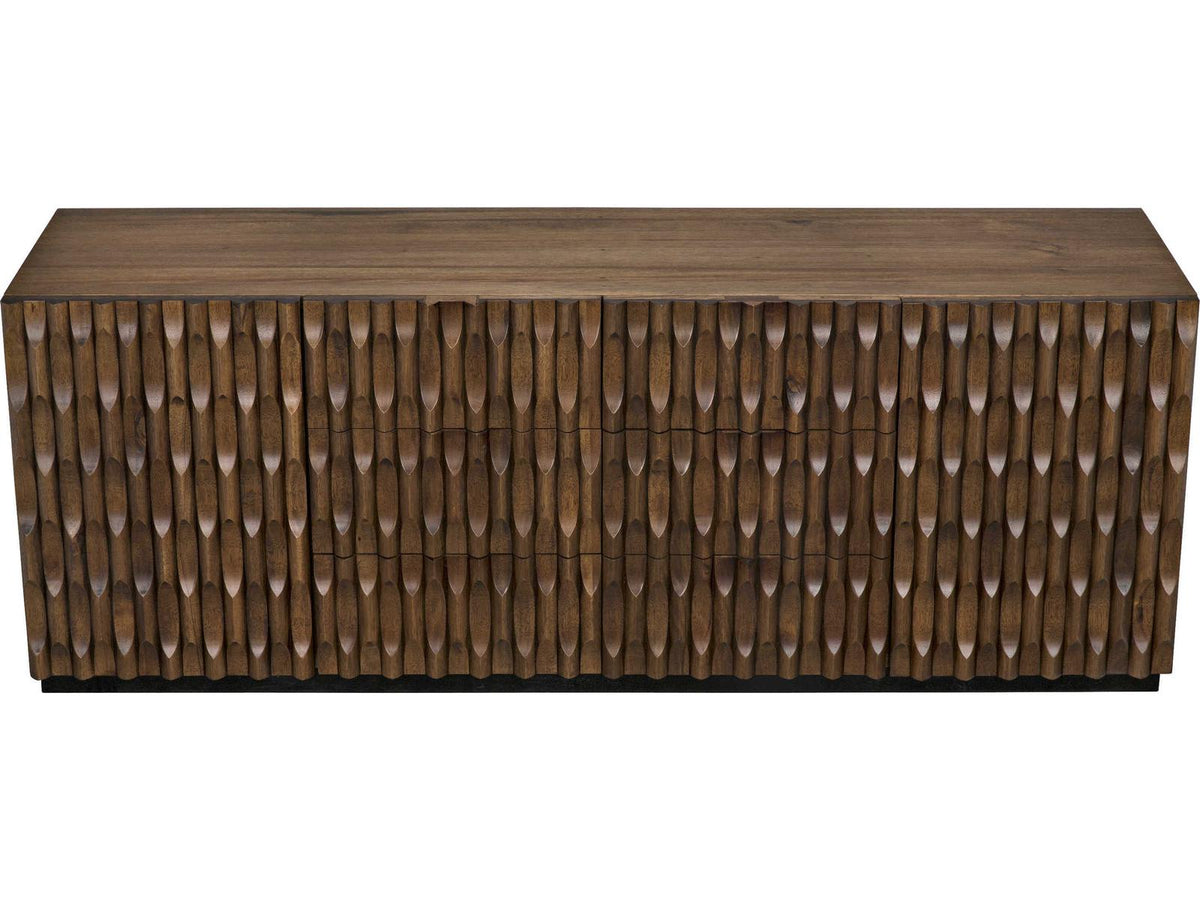 Alameda Large 4-Door Sideboard in Dark Walnut with Hand-Carved Detail