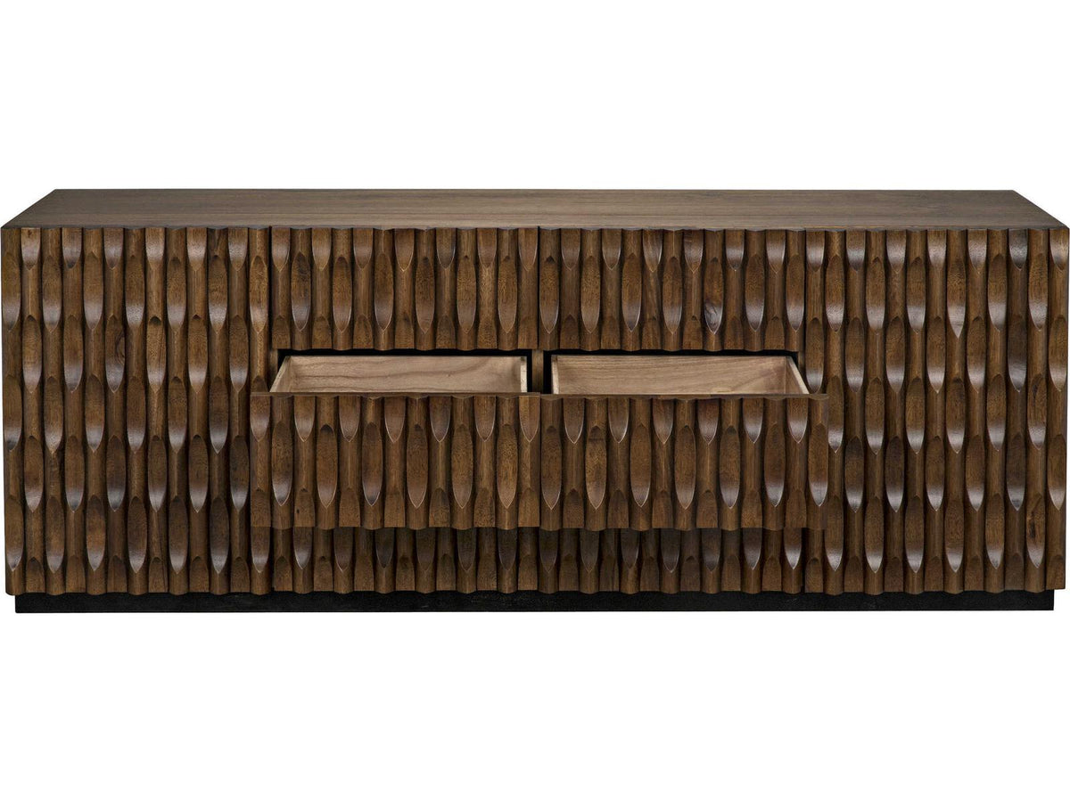 Alameda Large 4-Door Sideboard in Dark Walnut with Hand-Carved Detail