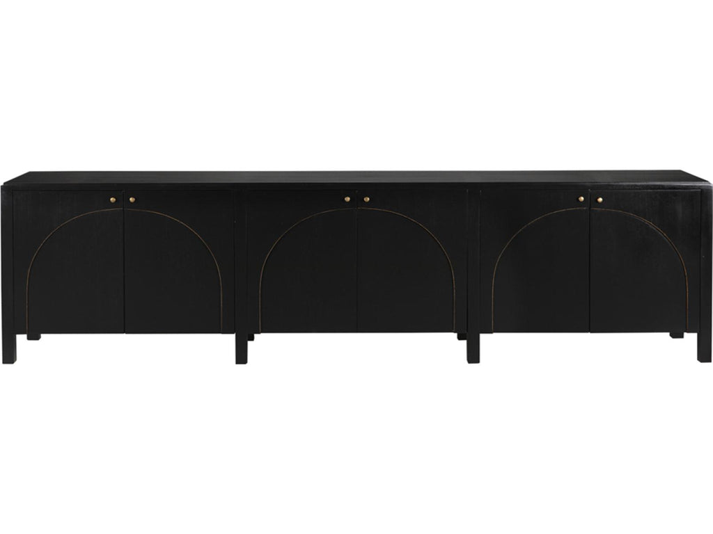 Weston 117-Inch Mahogany Sideboard Hand Rubbed Black with Light Brown Trim
