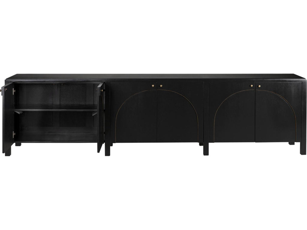 Weston 117-Inch Mahogany Sideboard Hand Rubbed Black with Light Brown Trim