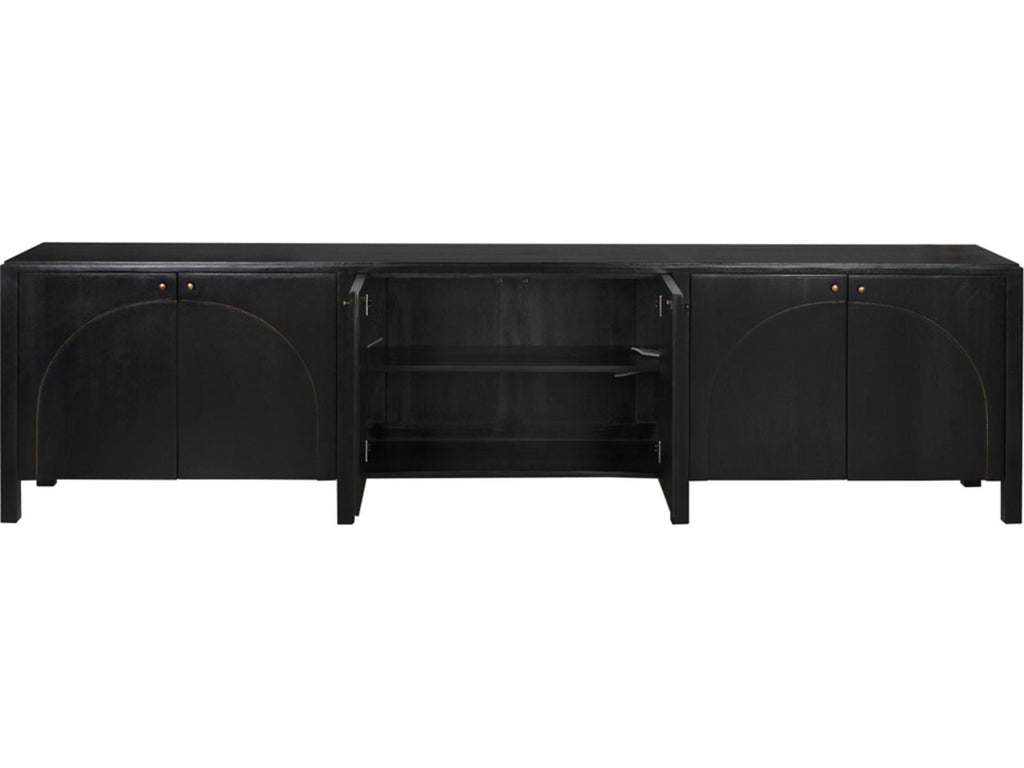 Weston 117-Inch Mahogany Sideboard Hand Rubbed Black with Light Brown Trim